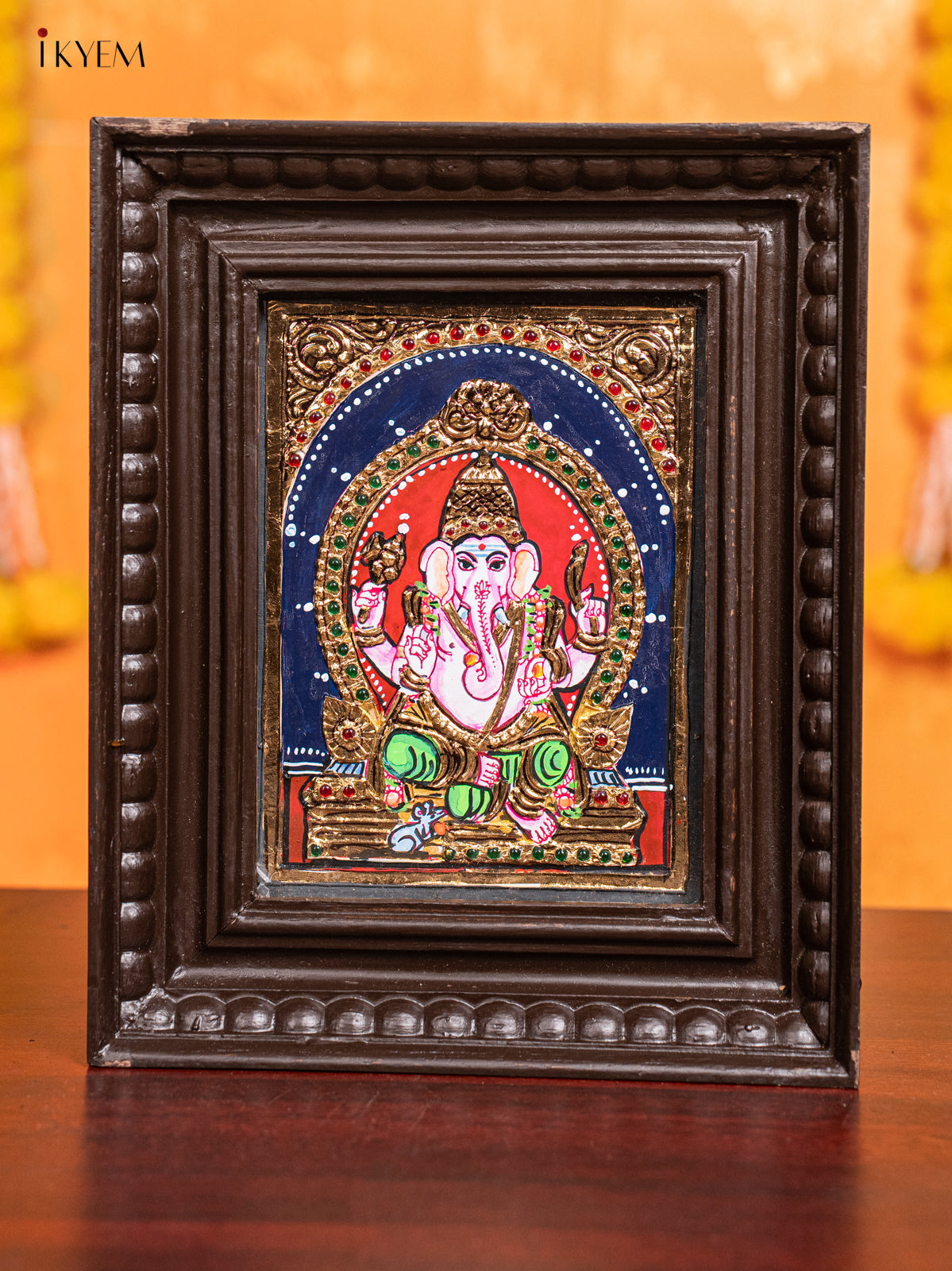 Ganesha Tanjore Painting (11x9 Inch) - KJ28133