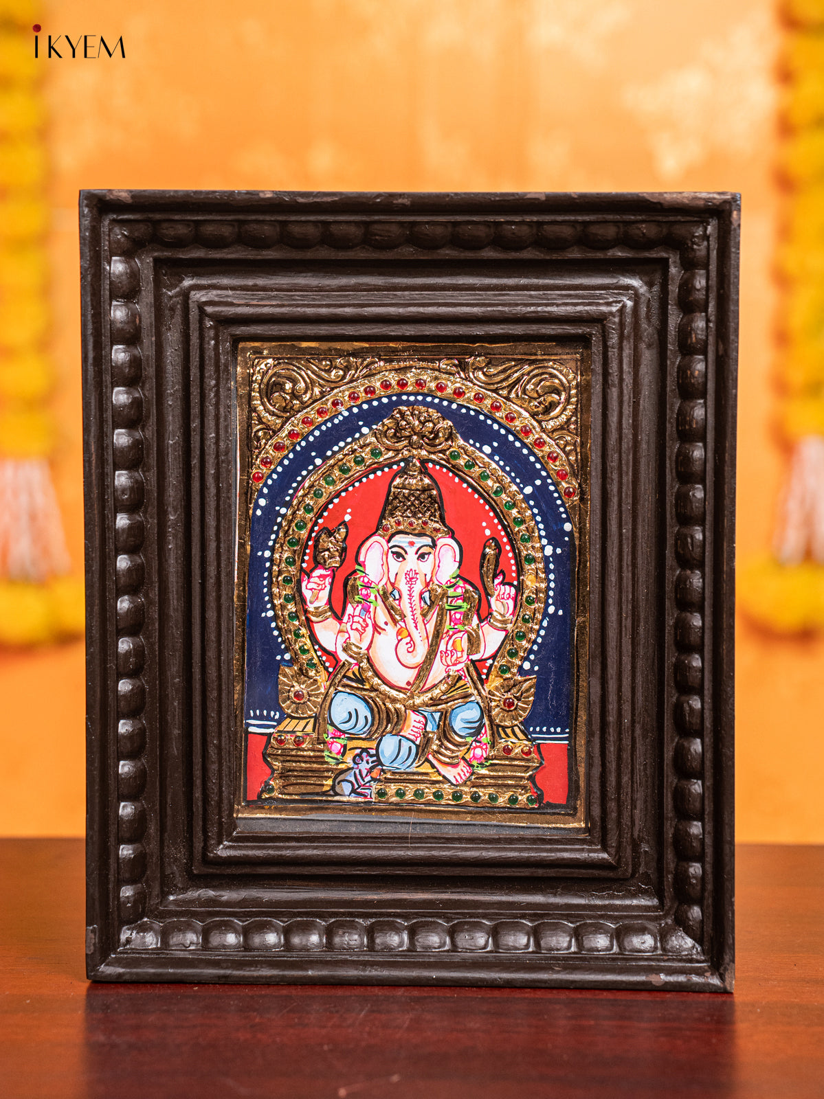Ganesha Tanjore Painting (11x9 Inch) - KJ28135