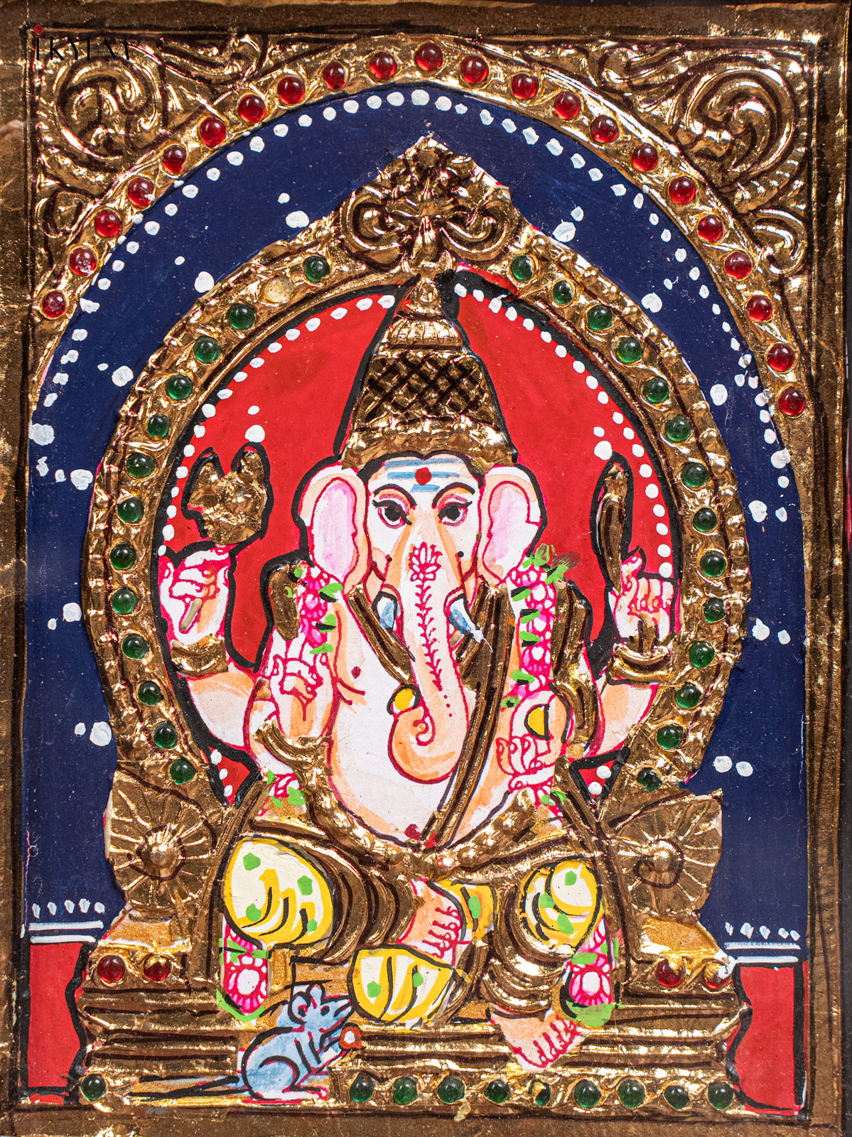 Ganesha Tanjore Painting (11x9 Inch) - KJ28136 -2