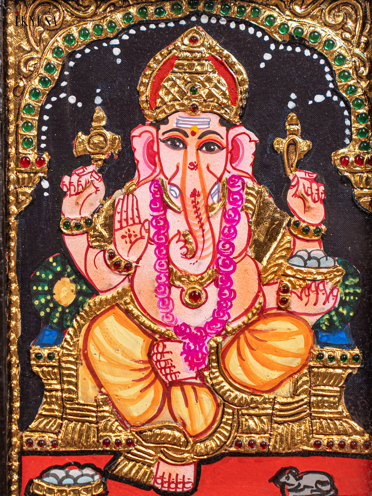 Ganesha Tanjore Painting (11x9 Inch) - KJ28139 -2