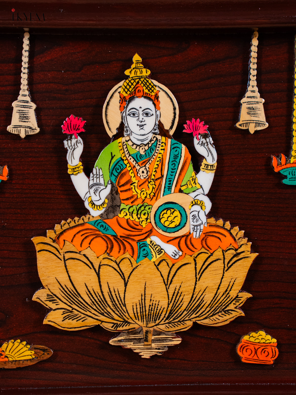 Regal Lakshmi Ganesha & Saraswathi Rosewood Inlay 3D Panel 3