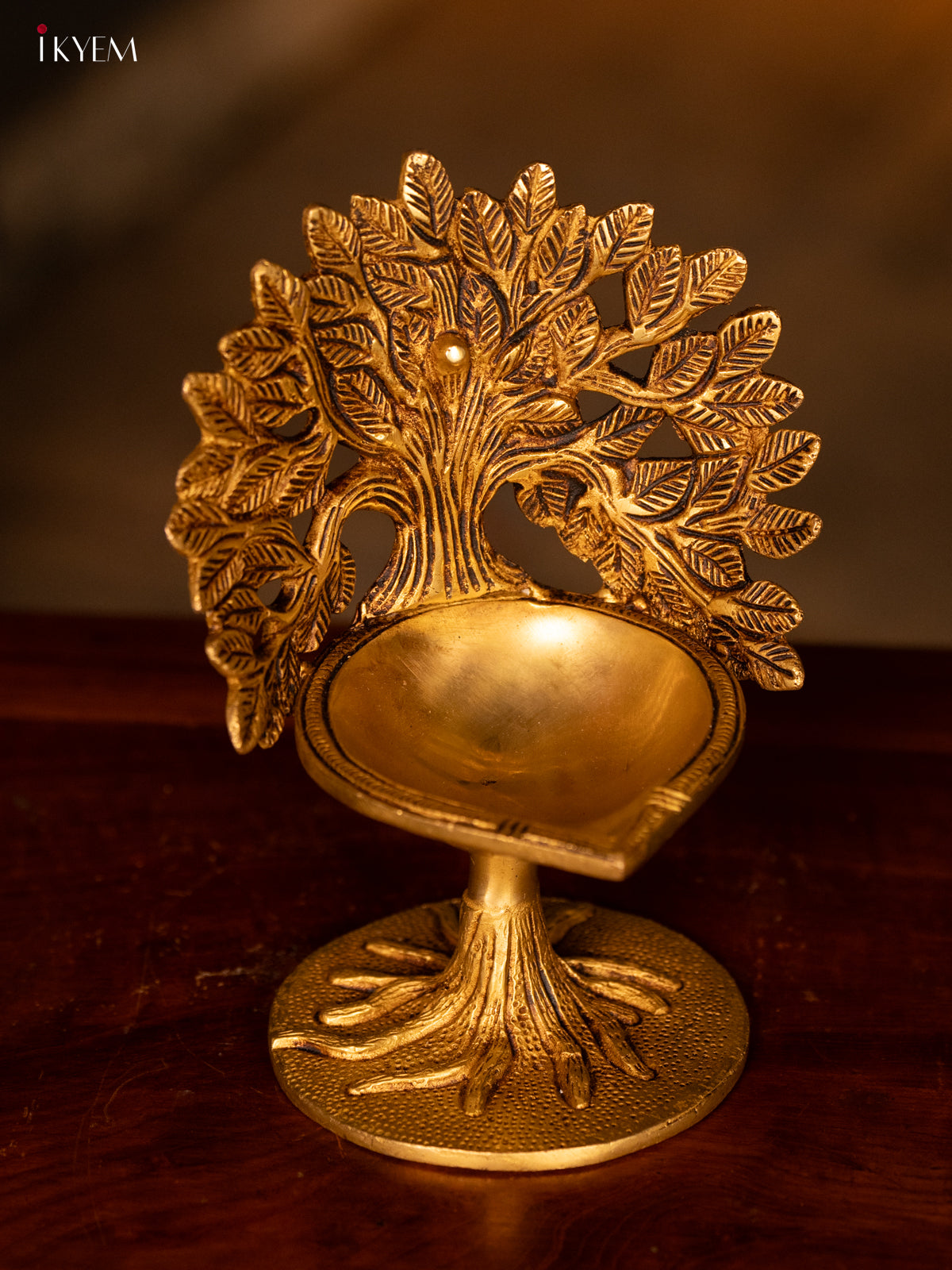 Brass Kalpavriksha Tree with Diya - 7 Inch- KK26164