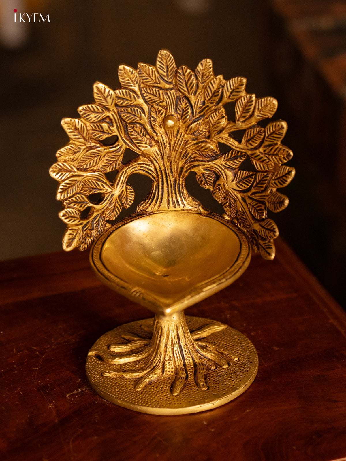 Brass Kalpavriksha Tree with Diya - 7 Inch- KK26164