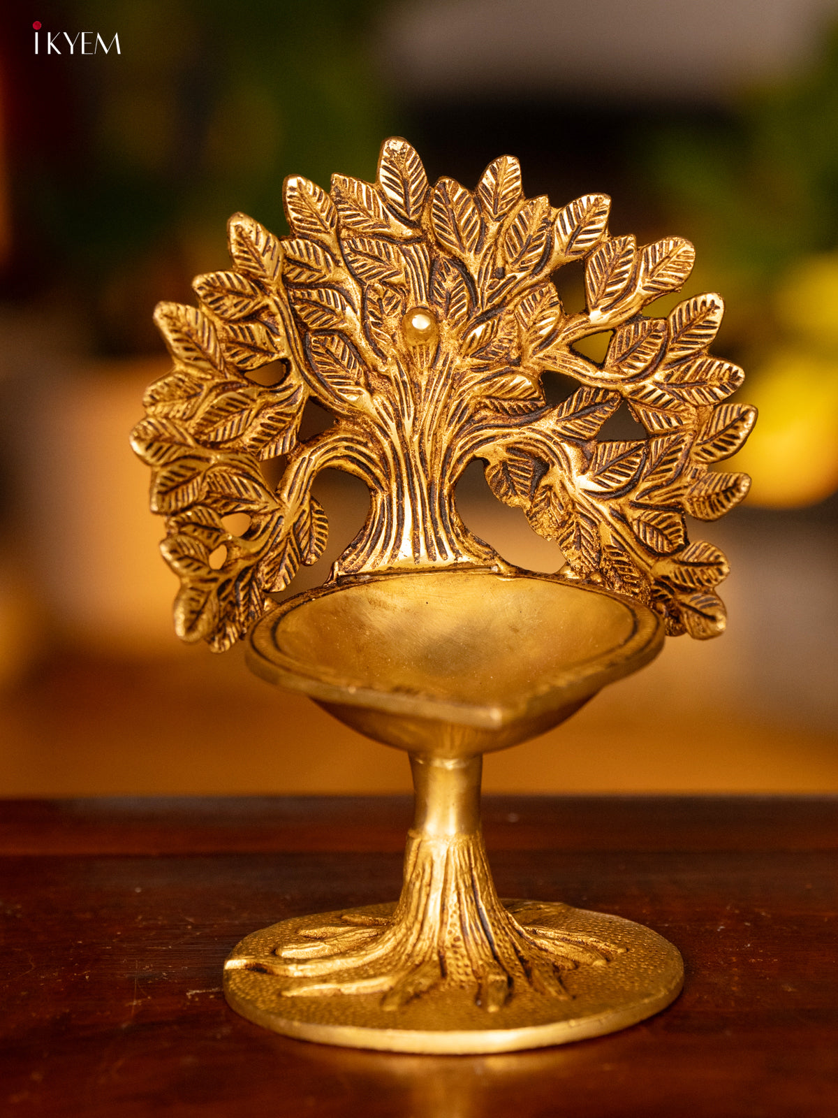 Brass Kalpavriksha Tree with Diya - 7 Inch- KK26164