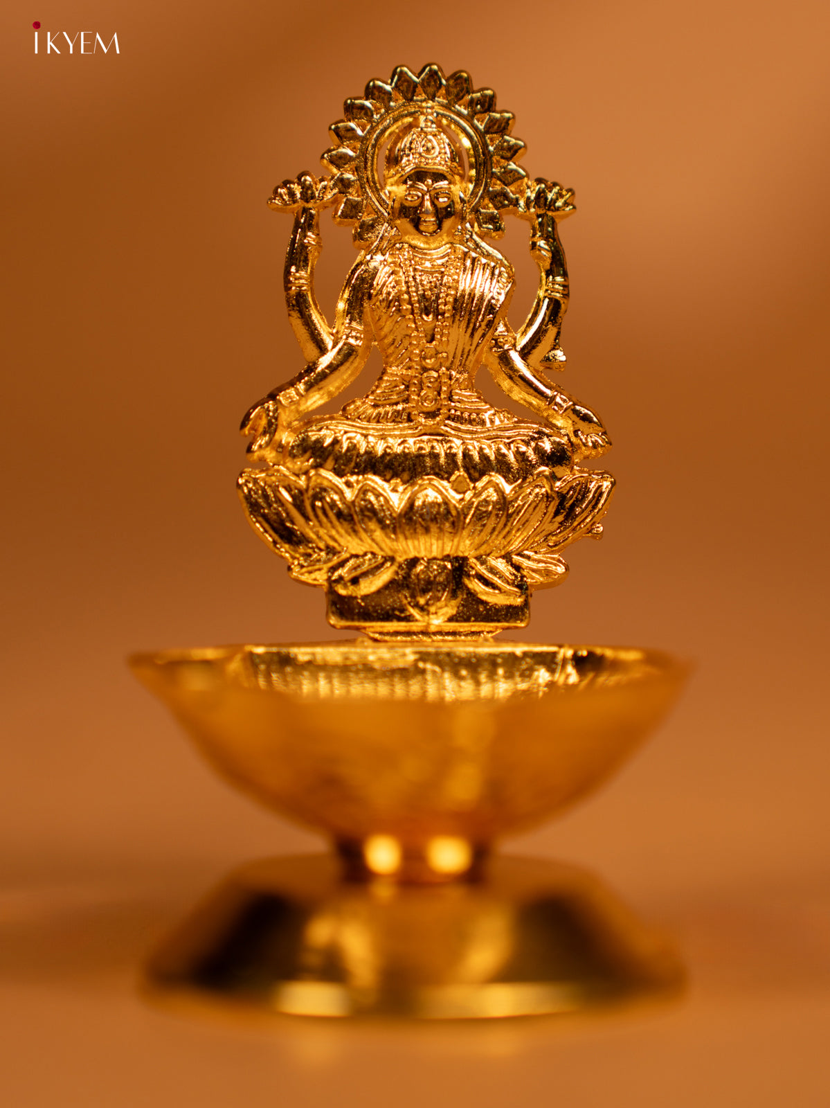 Gold Plated Shank Diya With Goddess Lakshmi -1