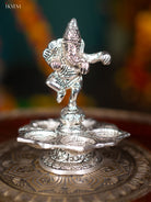 Artistic Antique Finish 5-face Silver Diya With Dancing Ganesha -6