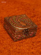 Luxe Gold Oxidized Trinket Box with Peacock Motif -1