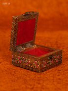 Luxe Gold Oxidized Trinket Box with Peacock Motif -2
