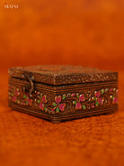 Luxe Gold Oxidized Trinket Box with Peacock Motif -3