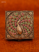 Luxe Gold Oxidized Trinket Box with Peacock Motif