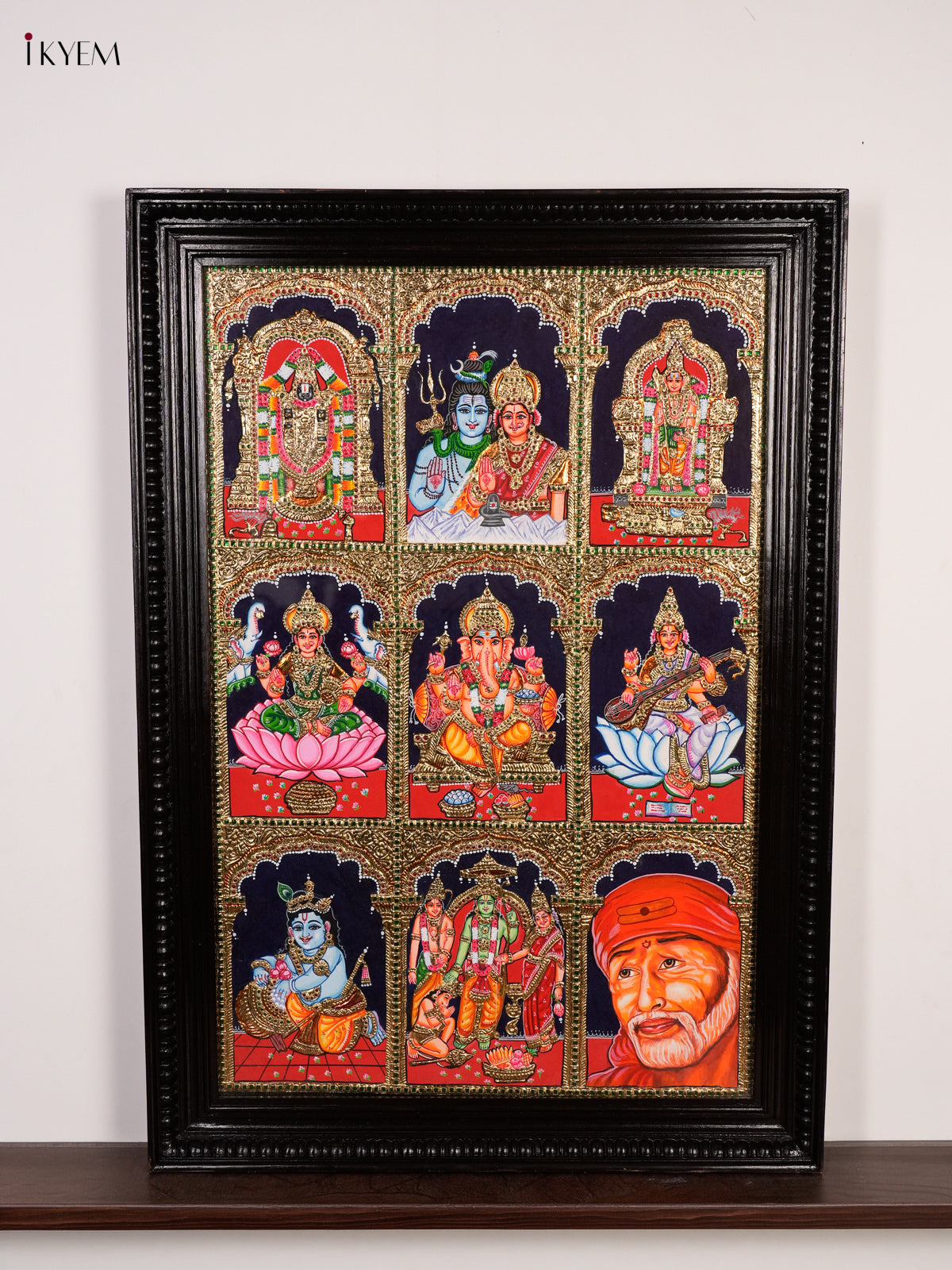 Luxurious Nine Deities Thanjavur Painting