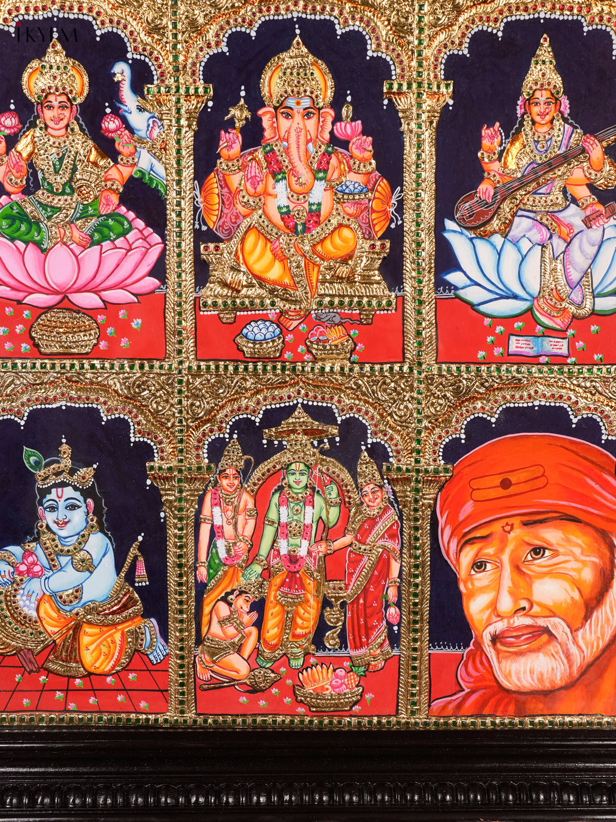 Luxurious Nine Deities Thanjavur Painting 1