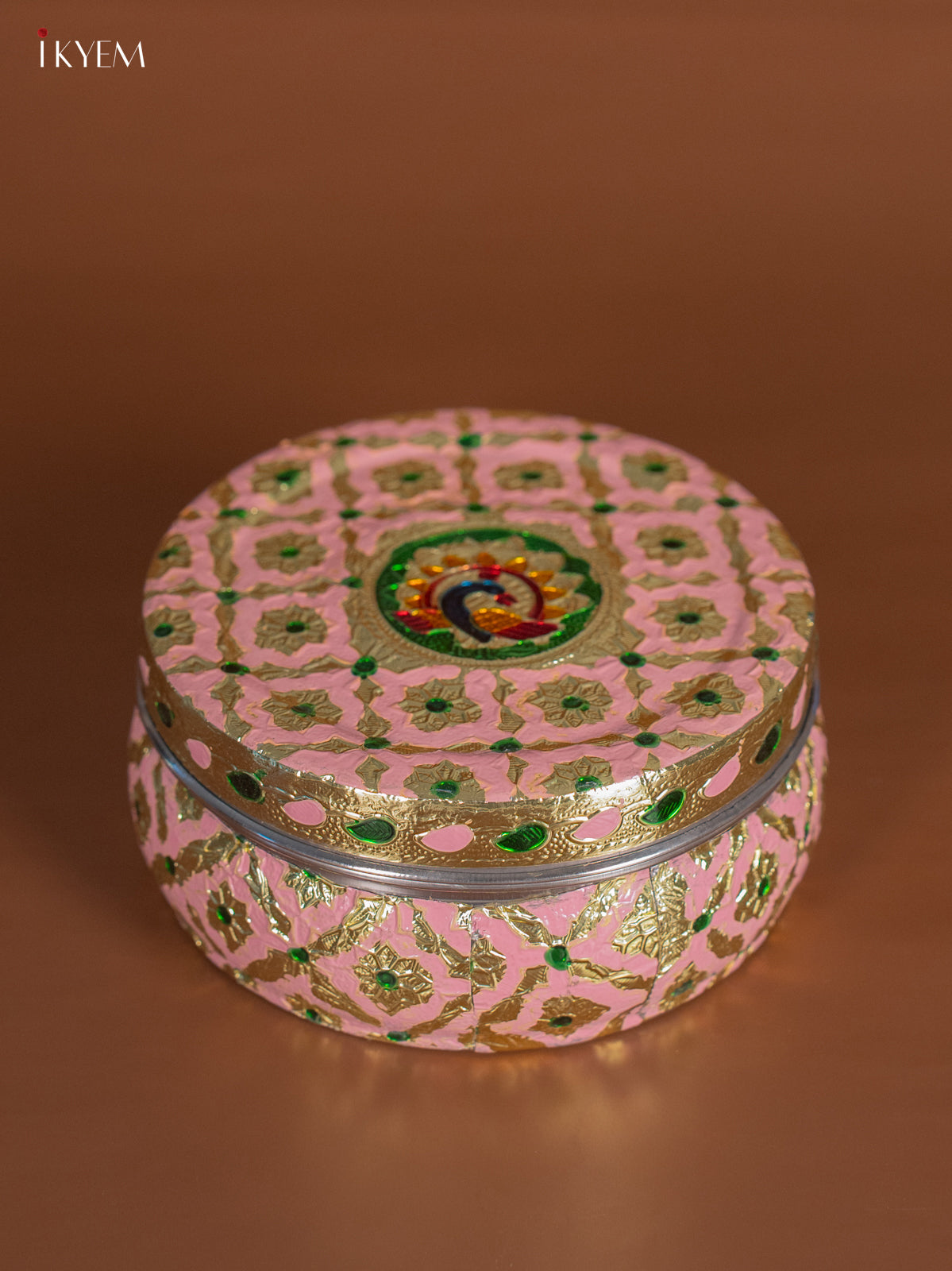 Luxurious Peach Storage Box With Meenakari Design