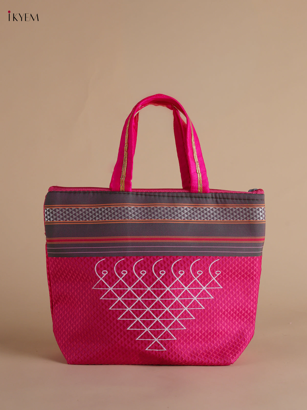 Luxurious Pink Kolam Printed Handbags