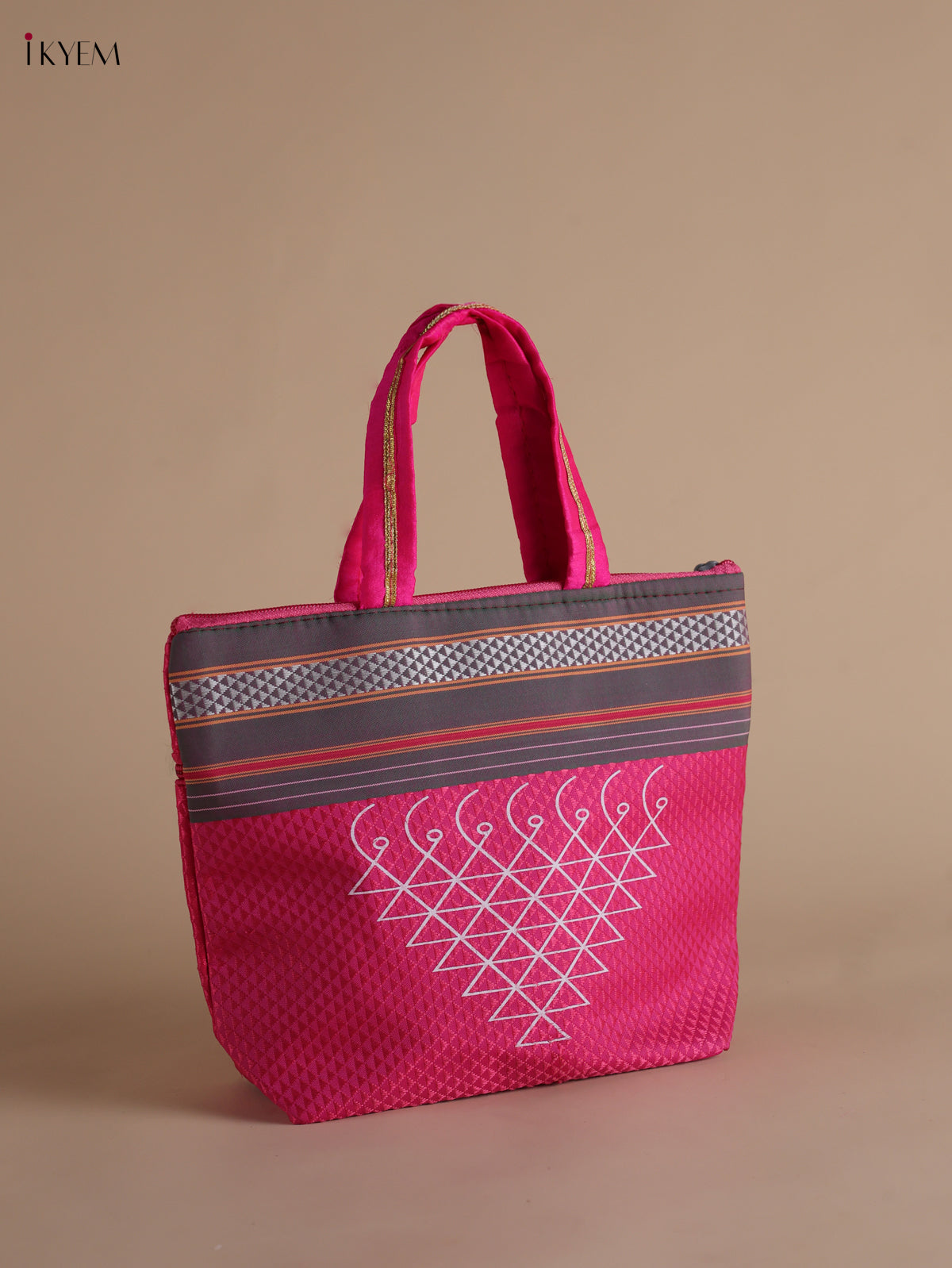 Luxurious Pink Kolam Printed Handbags 1