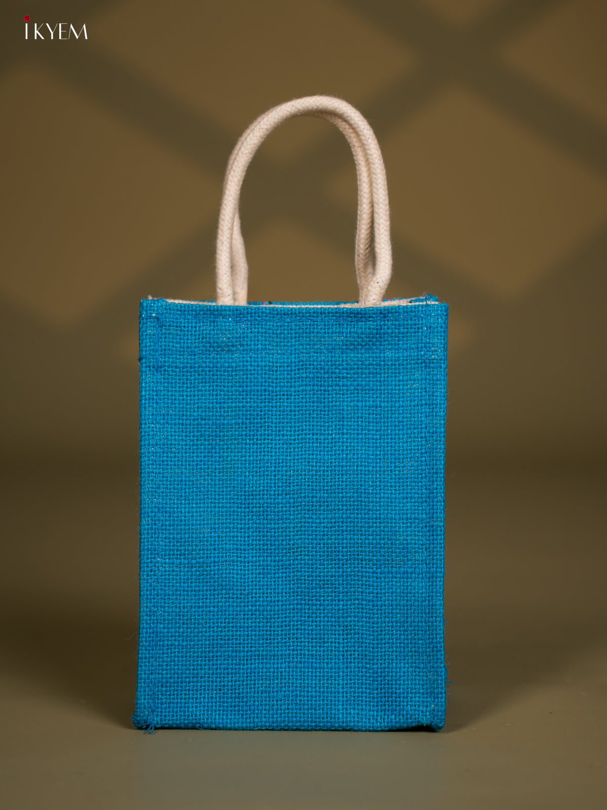 Maa Durga Printed blue Jute Bags - 8 Inch