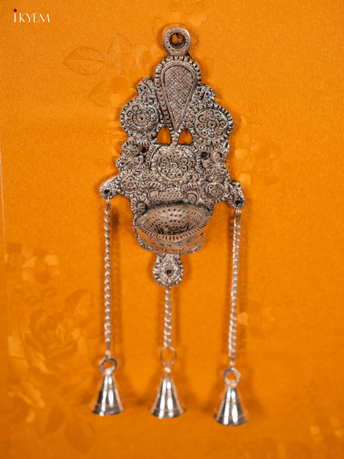 Magnificent German Silver Hanging Diya with Bells 4