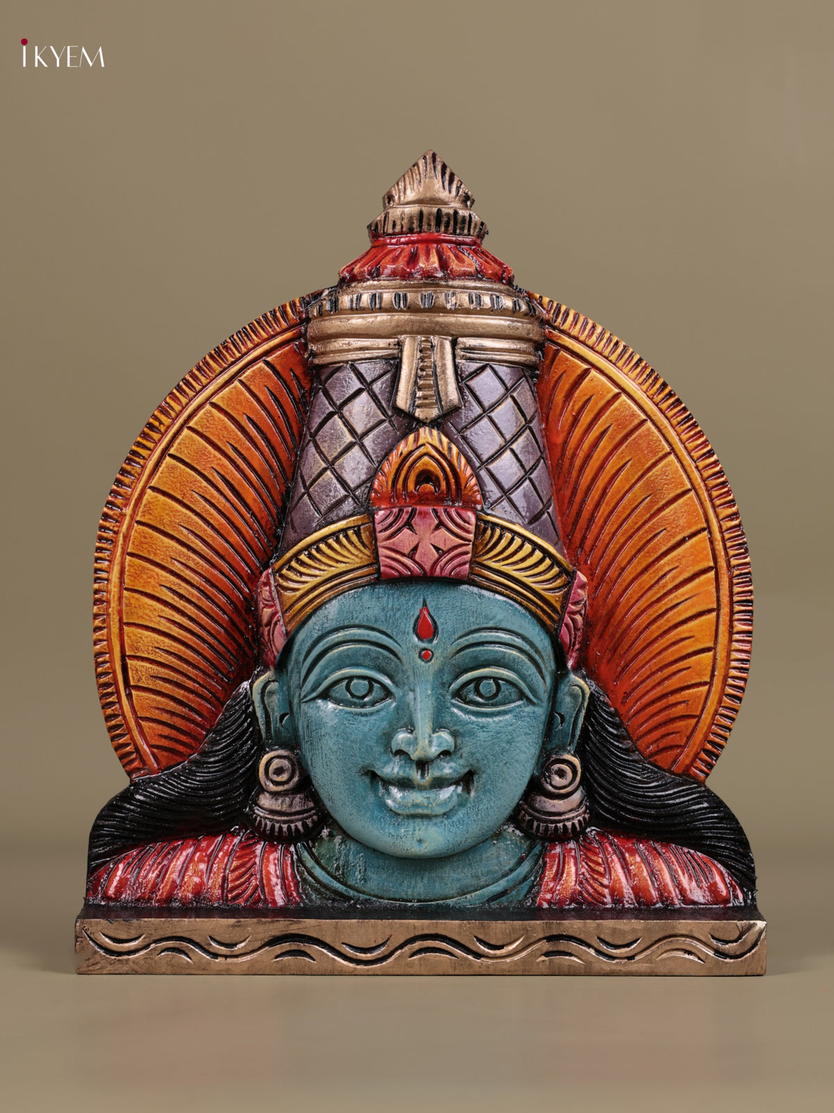Magnificent Hand Carved Goddess Lakshmi Face Wooden Panel