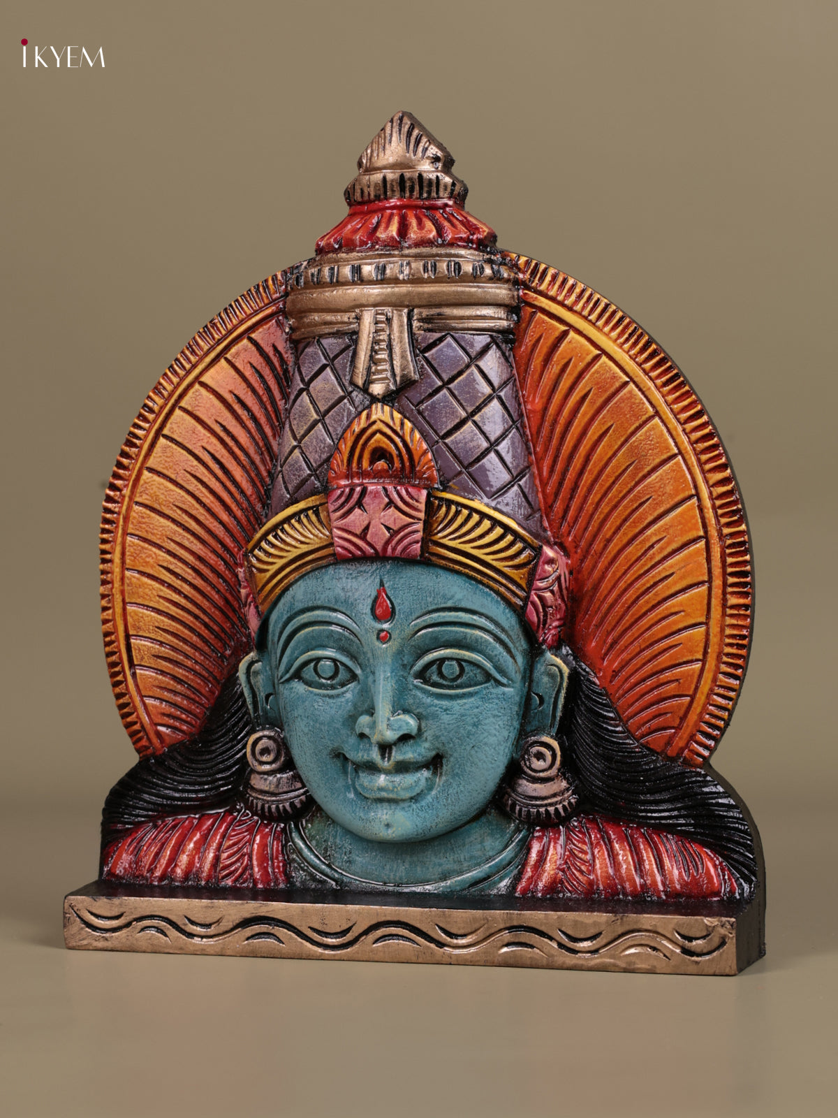 Magnificent Hand Carved Goddess Lakshmi Face Wooden Panel 2