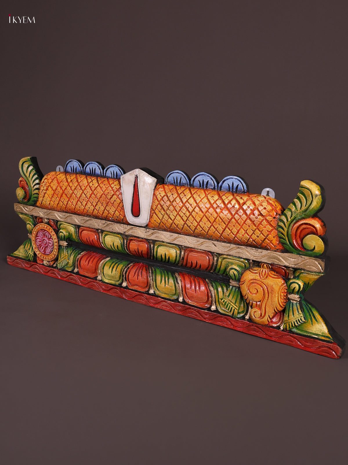 Magnificent Wooden Hand Carved Gopuram Panel With Namam 2