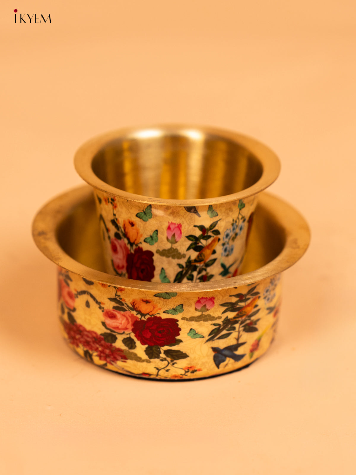 Majestic Flowers & Birds Printed Brass Dabara set 1