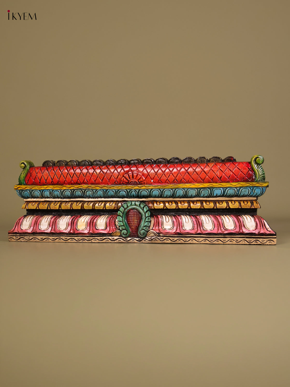 Ornate Handcrafted Lotus Temple Gopuram Wooden Panel 3