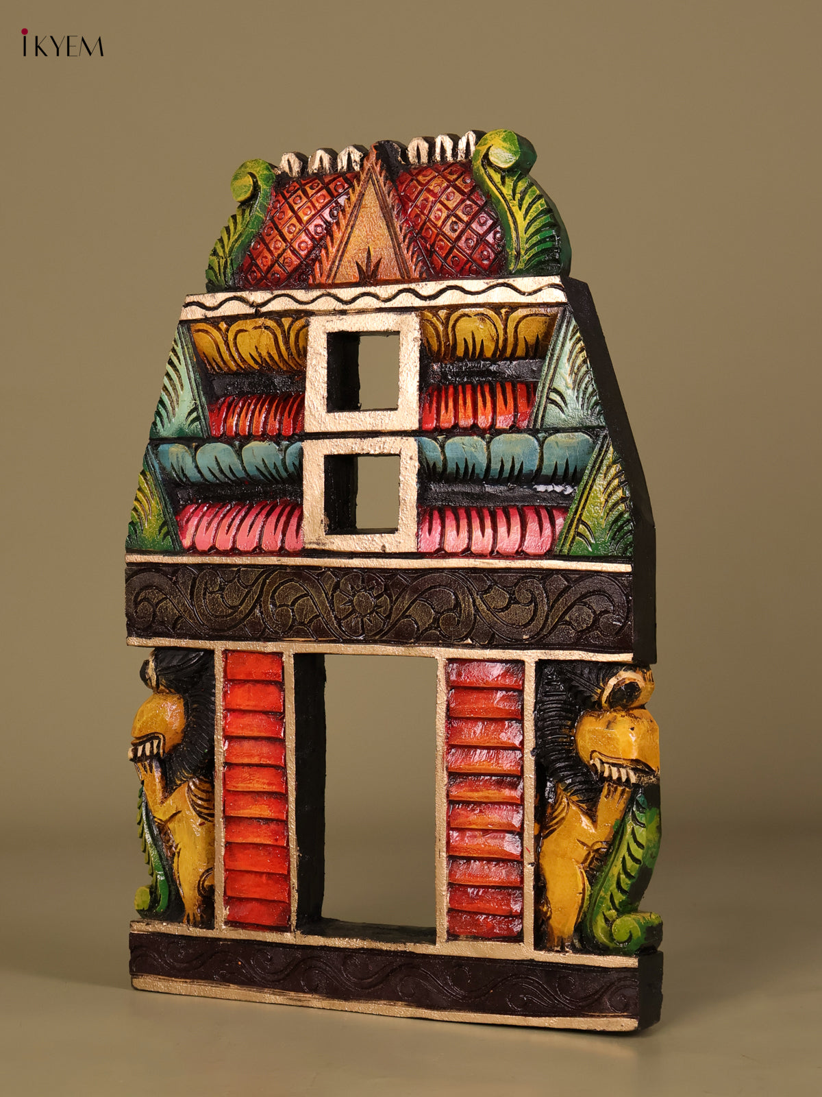 Ornate Handcrafted Temple Gopuram Wooden Arch Panel 1