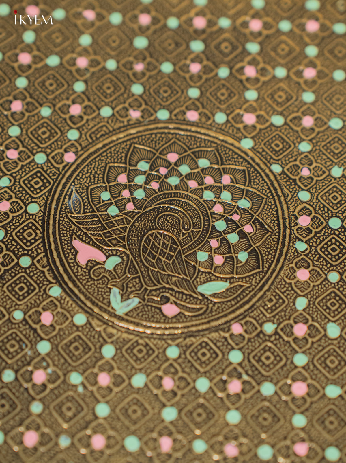 Oxidized Meenakari Plate With Peacock Design 2
