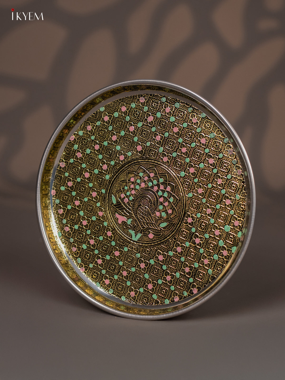 Peacock Design Oxidized Meenakari Plate 1