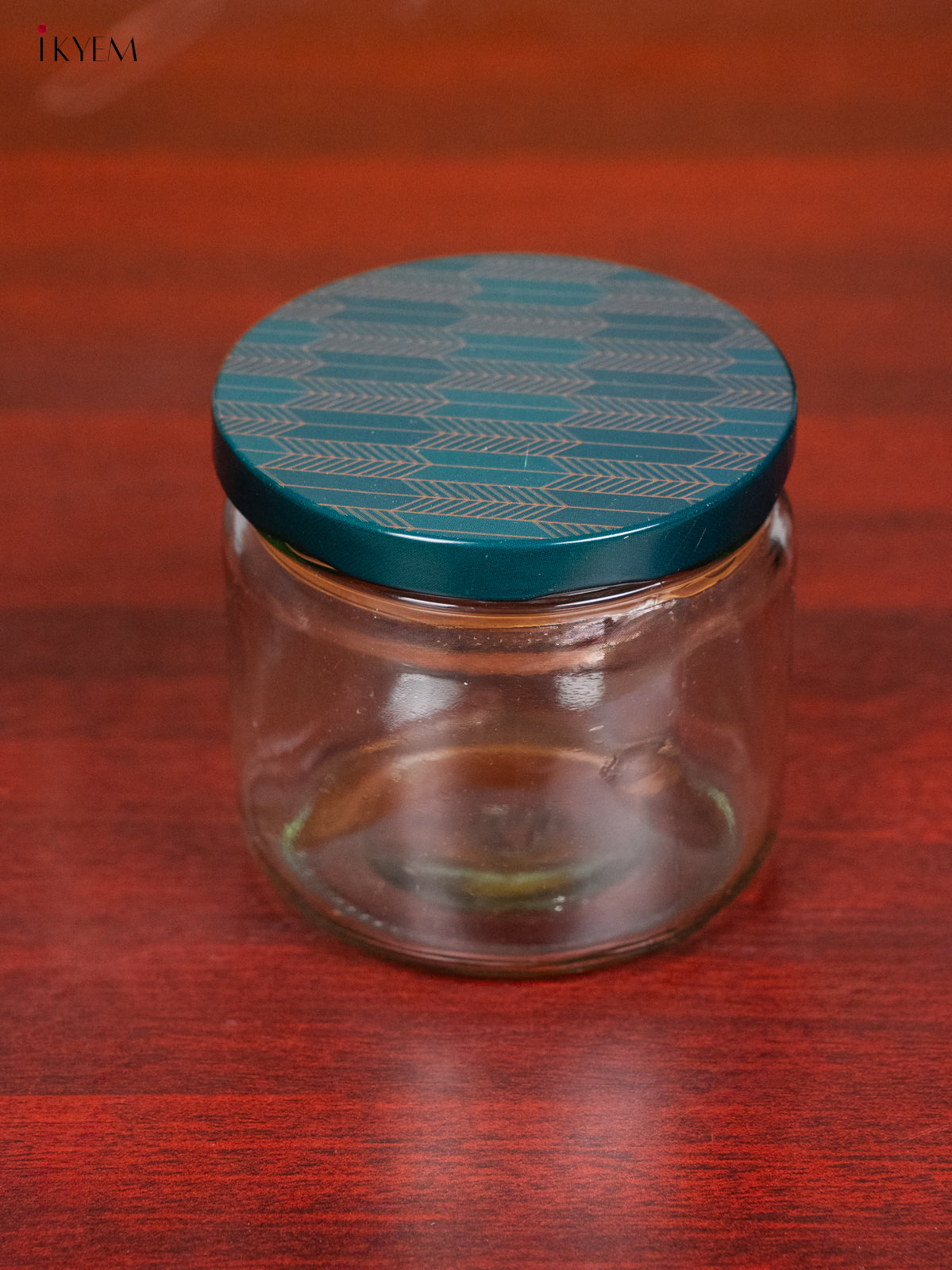 Pretty Glass Storage Jars With Teal Digital Printed Lid 1