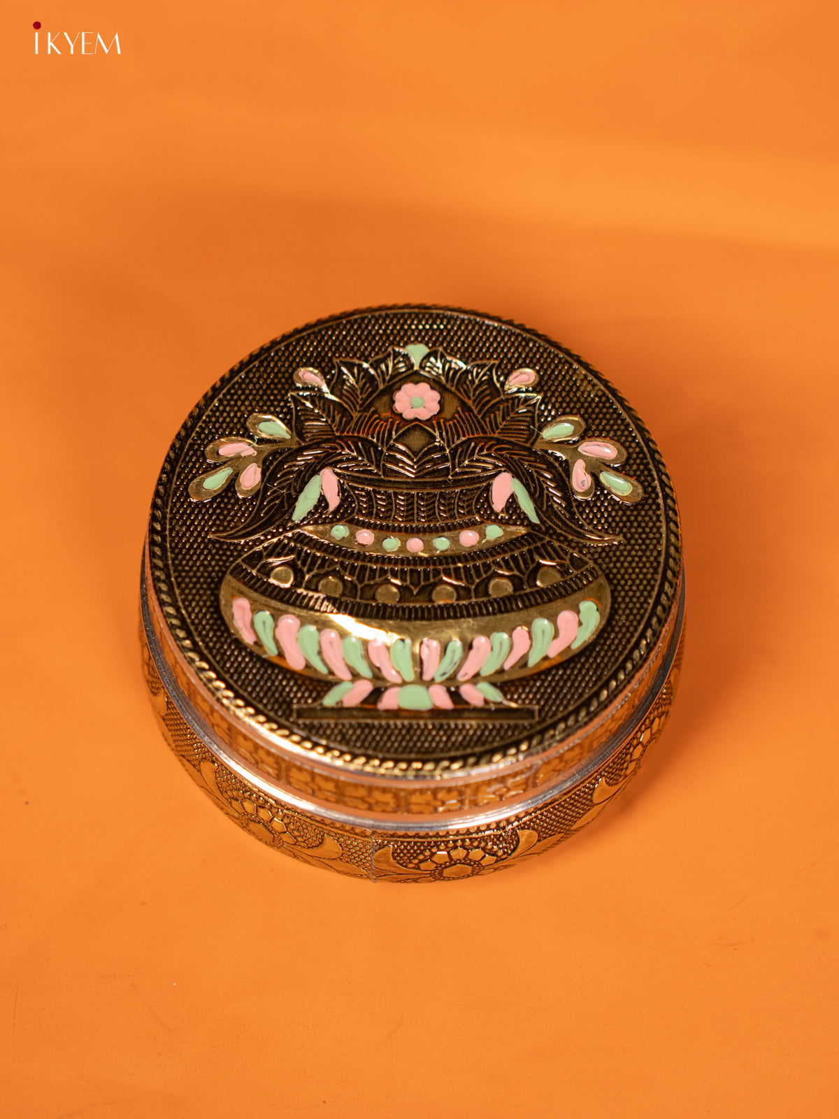 Pretty Kalasam Designed Oxidised Meenakari Steel Storage Box