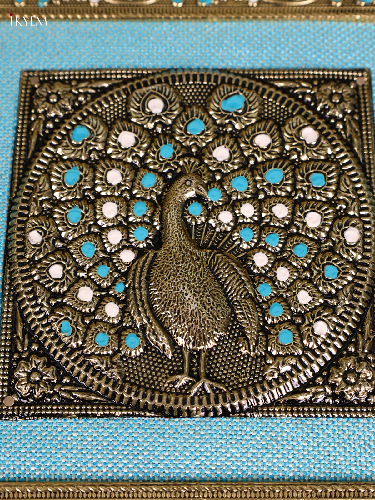 Pretty Wooden Dry Fruit Box In Turquoise With Peacock Design 1