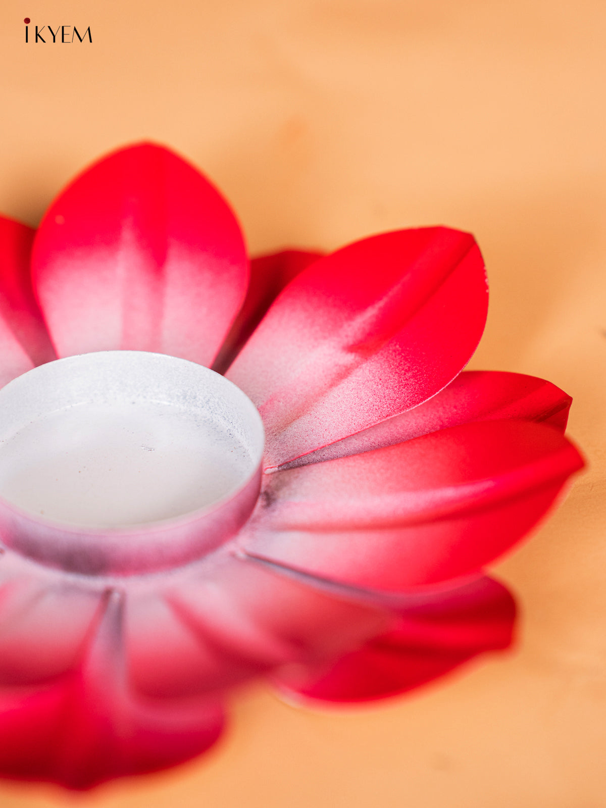 Red Hand-Painted Lotus Decorative Candle Holder