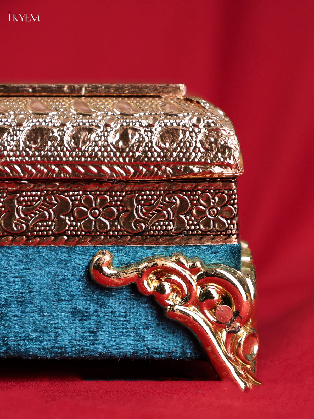 Regal Blue Velvet Gold Embossed Dry Fruit Box 2