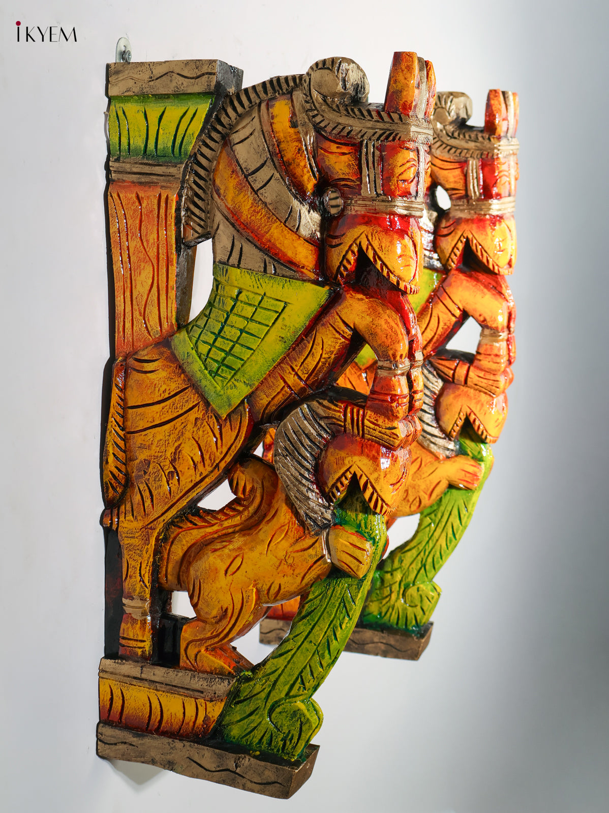 Regal Hand Painted Horse Wooden Wall Bracket Set 3