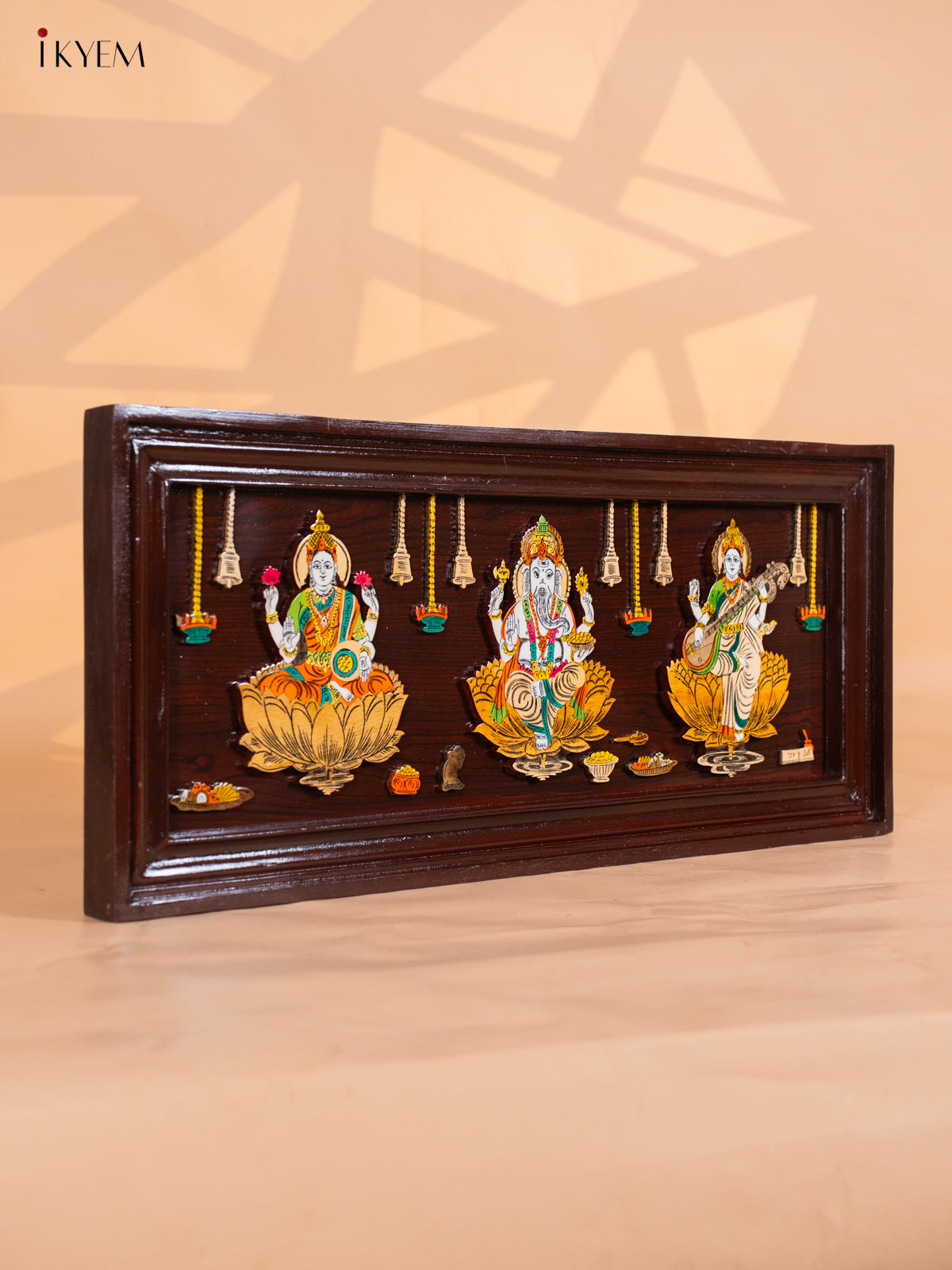 Regal Lakshmi Ganesha & Saraswathi Rosewood Inlay 3D Panel 4