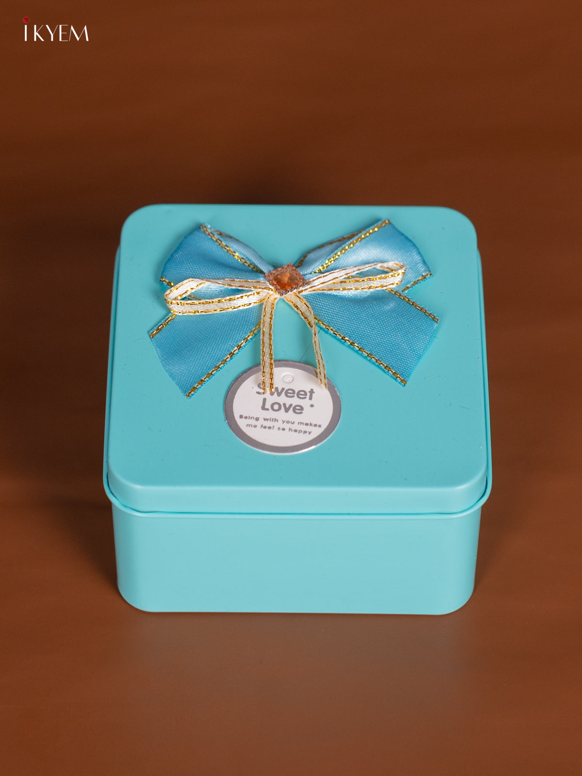Regal Square Teal Tin Box for Festive Storage - 3.5 Inch