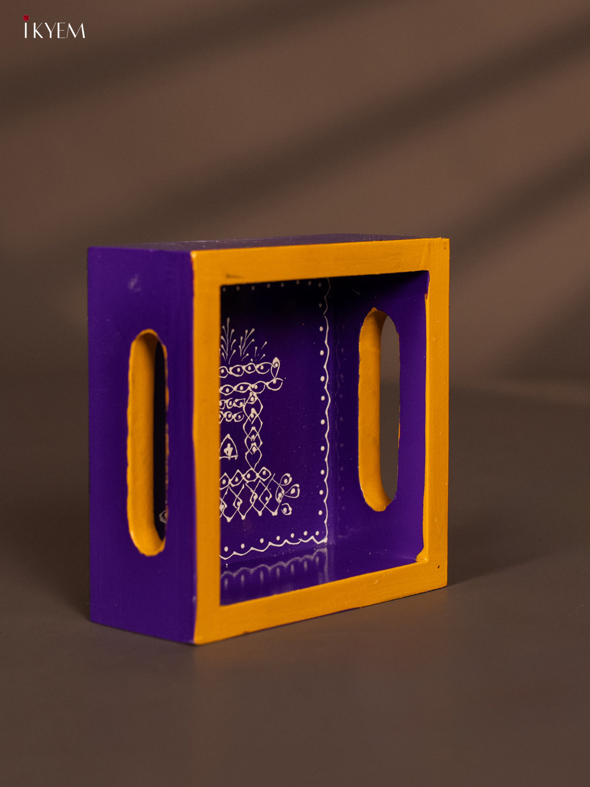 Regal Tulasi Madam Hand-Painted Purple Square Wooden Tray 1 - (5x5) Inch