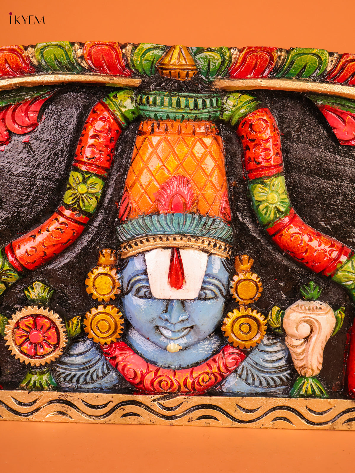 Sacred Handcrafted Lord Venkateswara, Garuda & Hanuman Wooden Panel 3