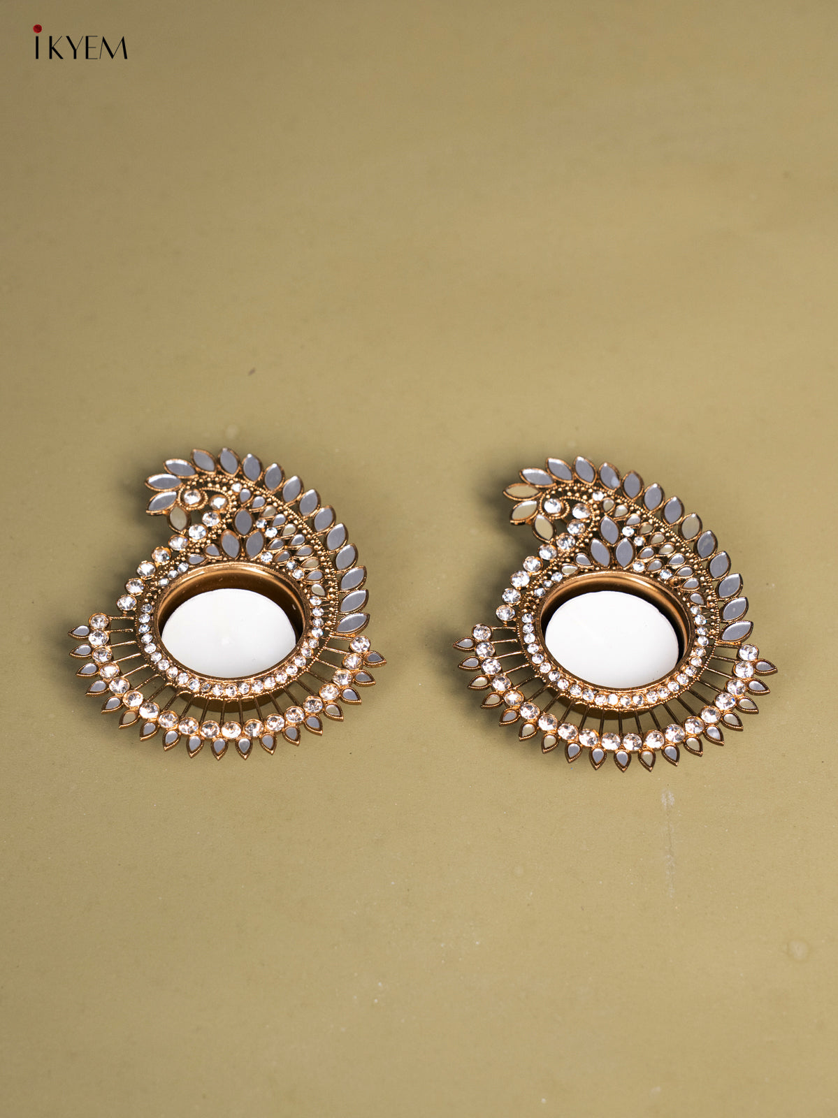Set of 2 Peacock shaped T Light Candle Holder with Mirror work