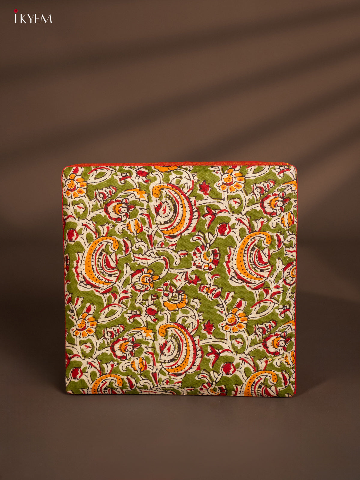 Striking Red Kalamkari Printed Red Korai Square Box 2