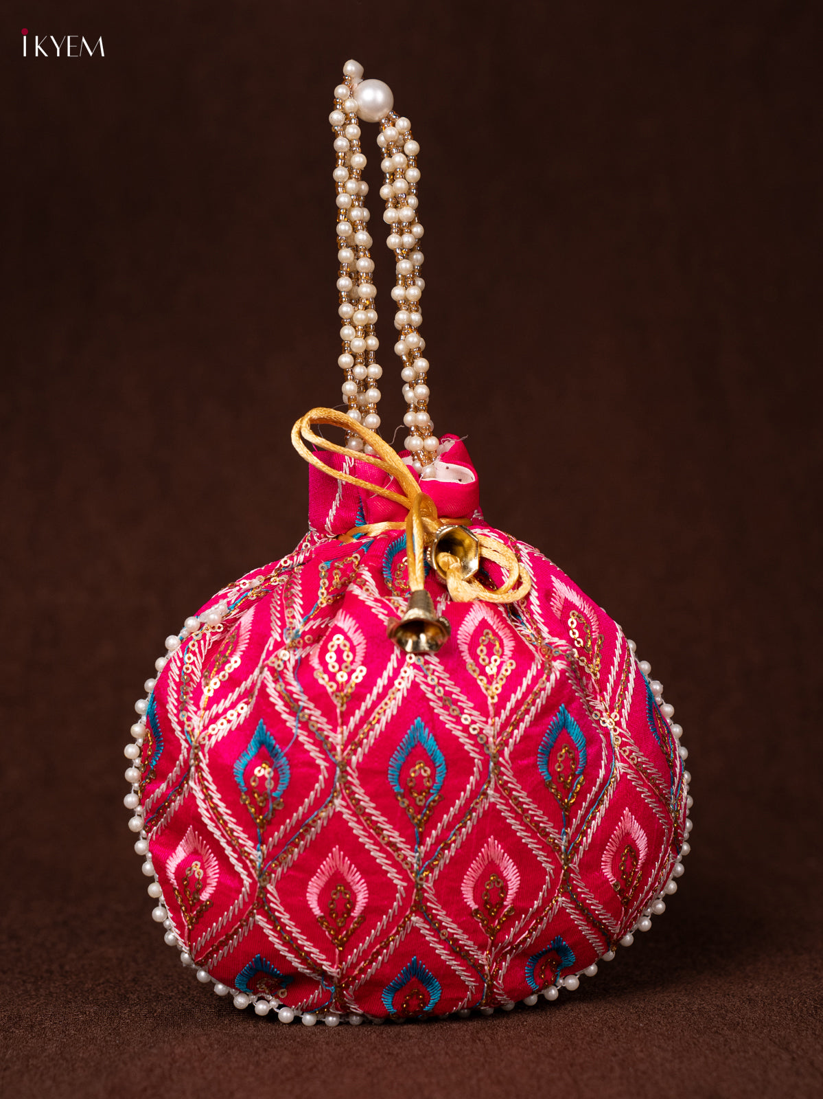 Stunning Pink Colour Embroidered Potli Bag 1