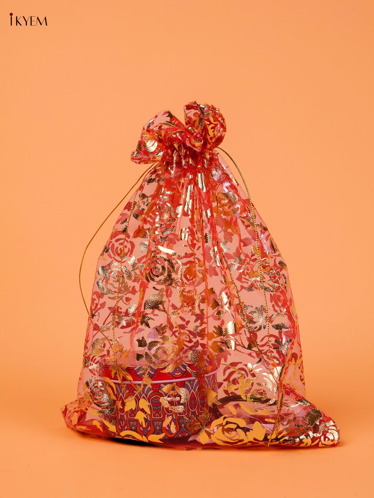 Stylish Foil Printed Potli Bag Return Gift Combo With Sumangali Kit 2