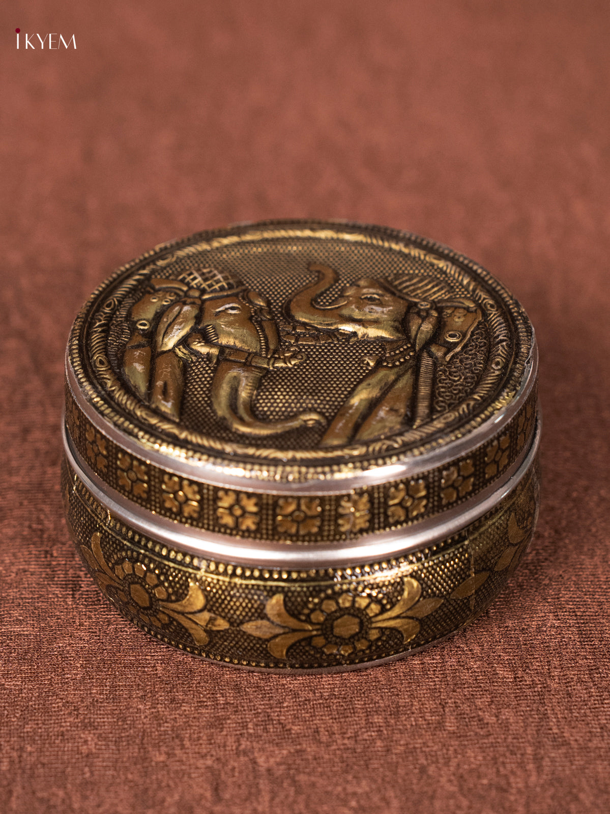 Timeless Elephant Printed Oxidised Dabba 1