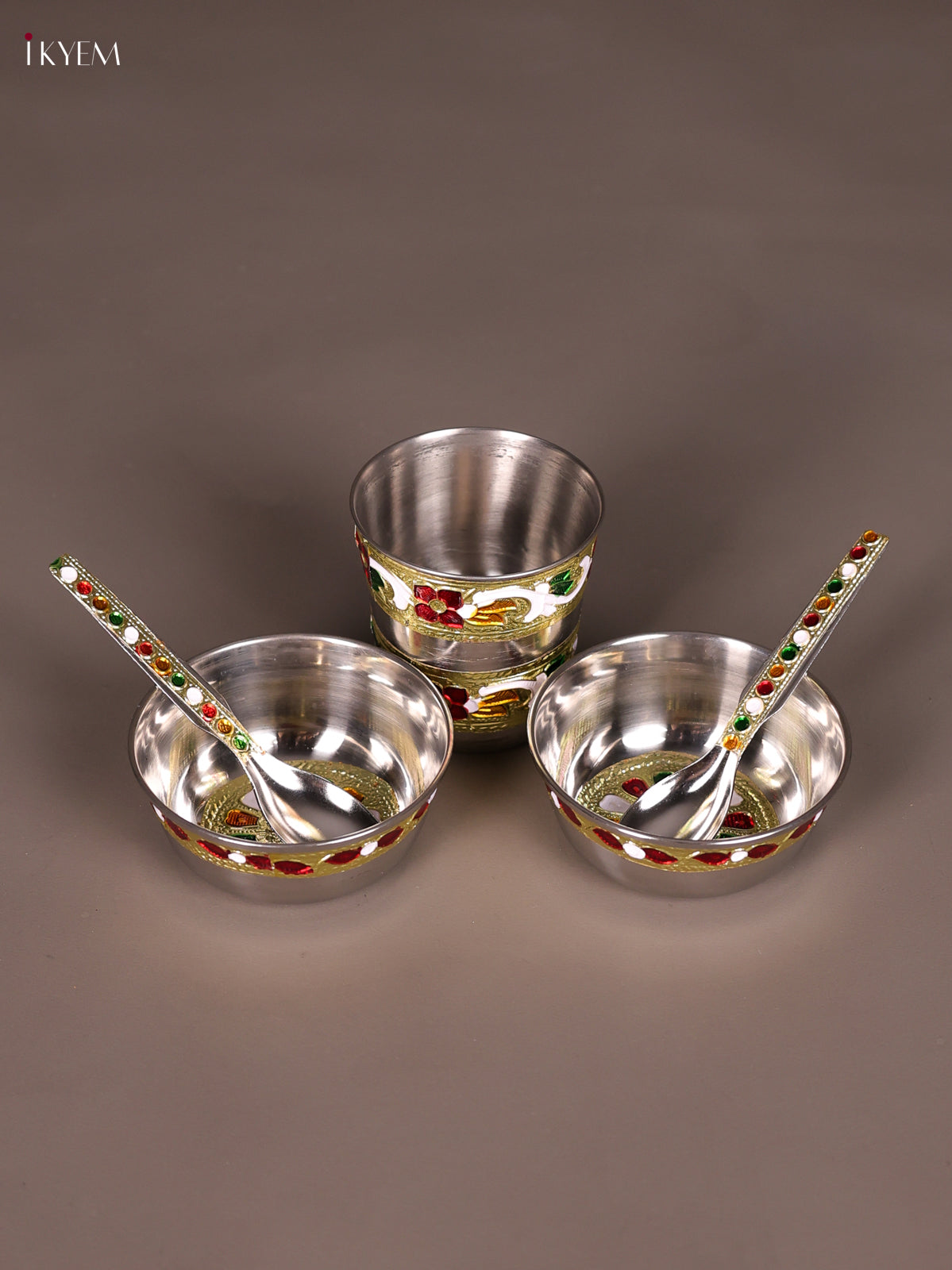 Timeless Meenakari Pooja Thali Set With Kolam Design 1