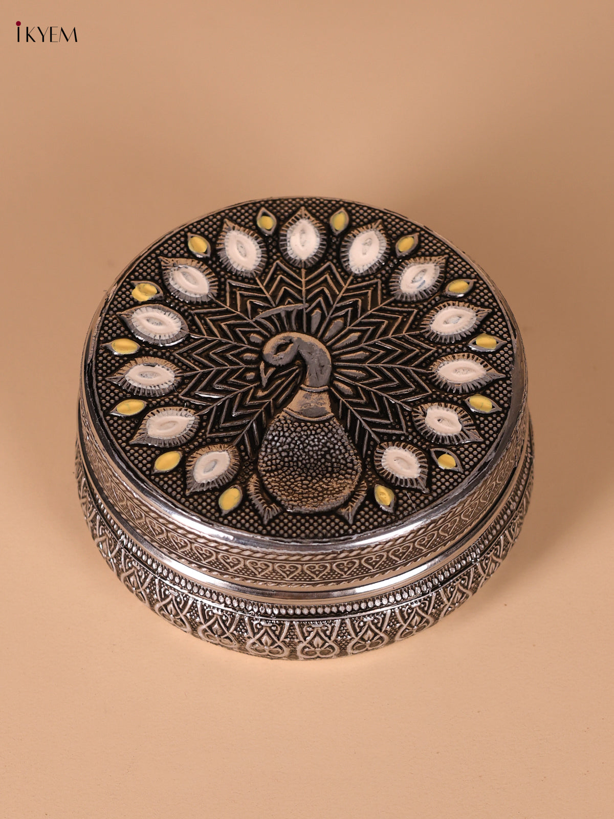 Timeless Peacock Designed Meenakari Dabba