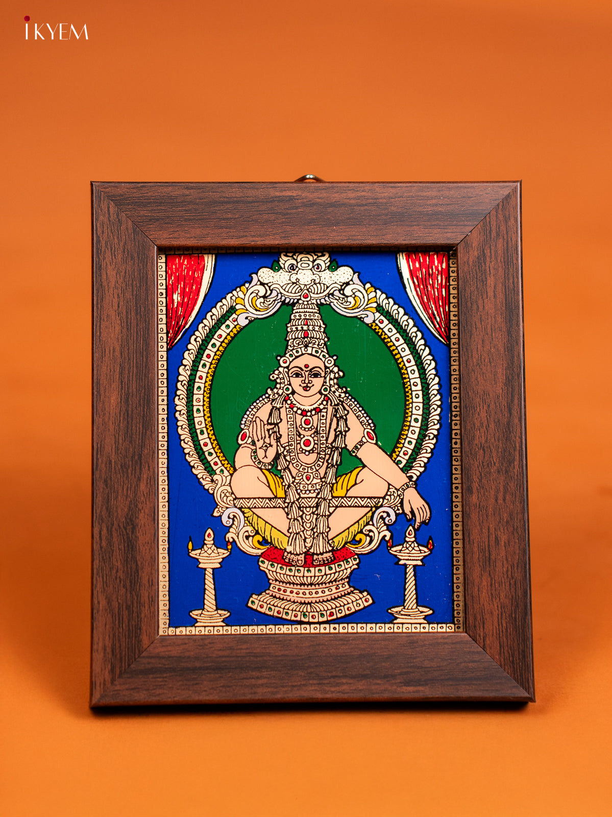 Timeless Reverse Glass Painted Lord Iyyapan Wall Hanging Decor