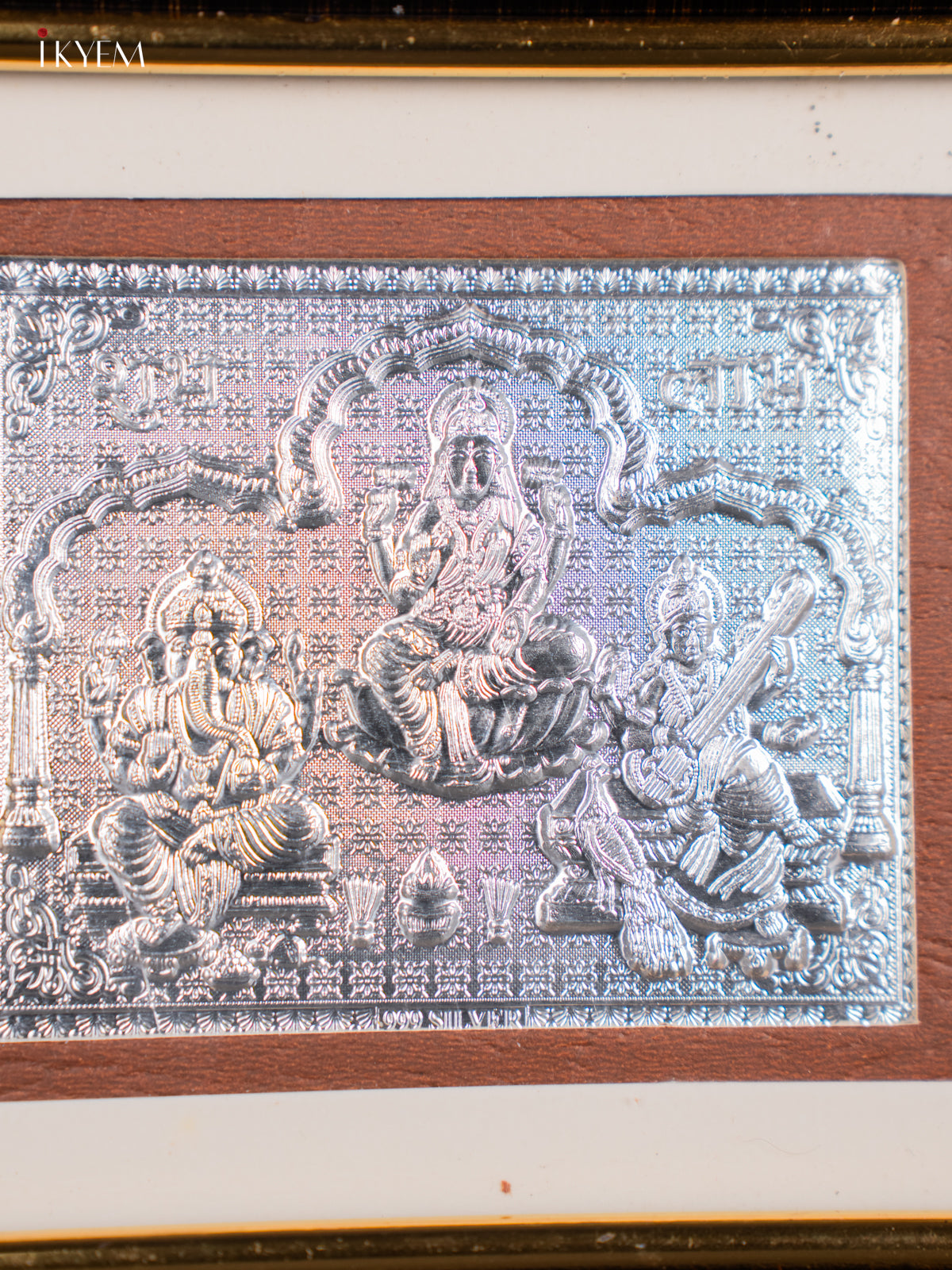 Traditional German Silver Lakshmi Ganesha Saraswathi Glass Frame 1