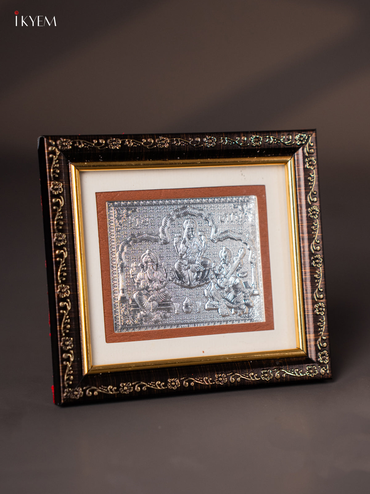 Traditional German Silver Lakshmi Ganesha Saraswathi Glass Frame 3