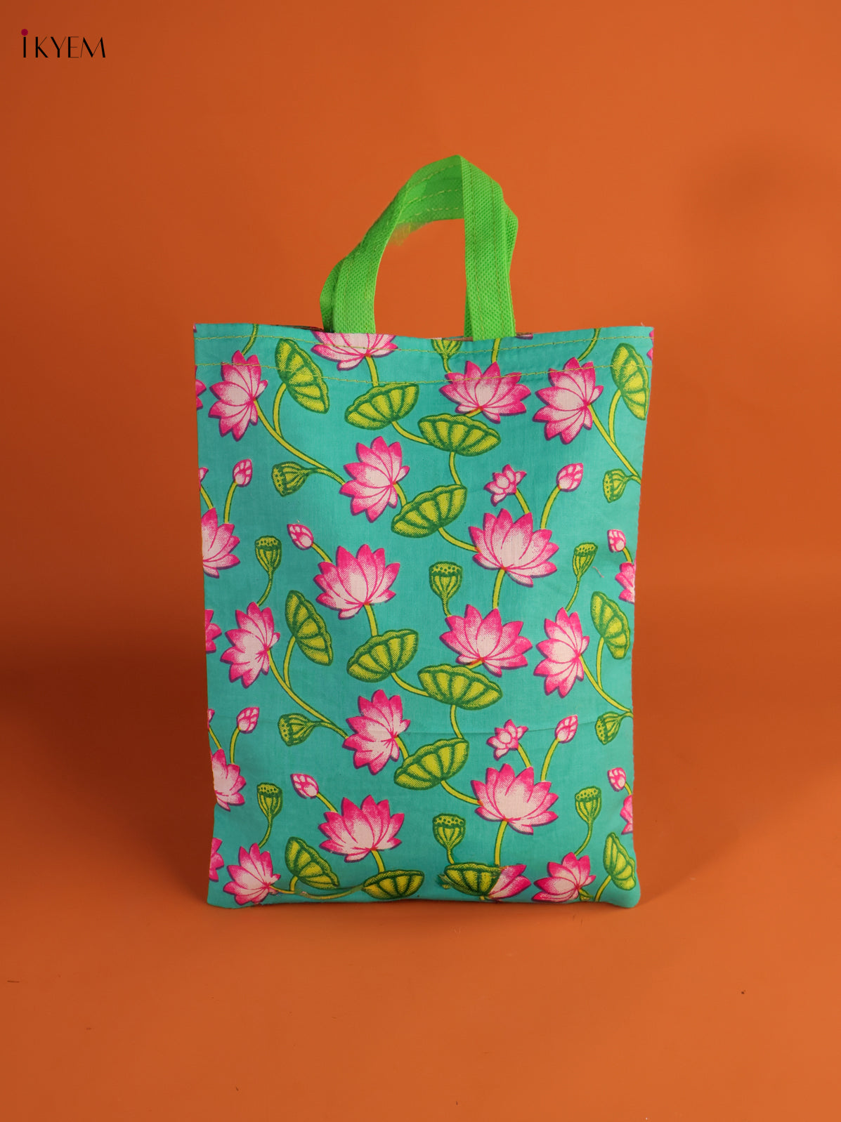 Turquoise Blue Favour Bag With Pichwai Lotus Print
